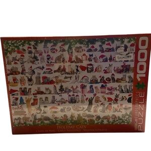 Eurographics Puzzle Christmas Holiday Cats 1000 Piece Jigsaw New Sealed Gift